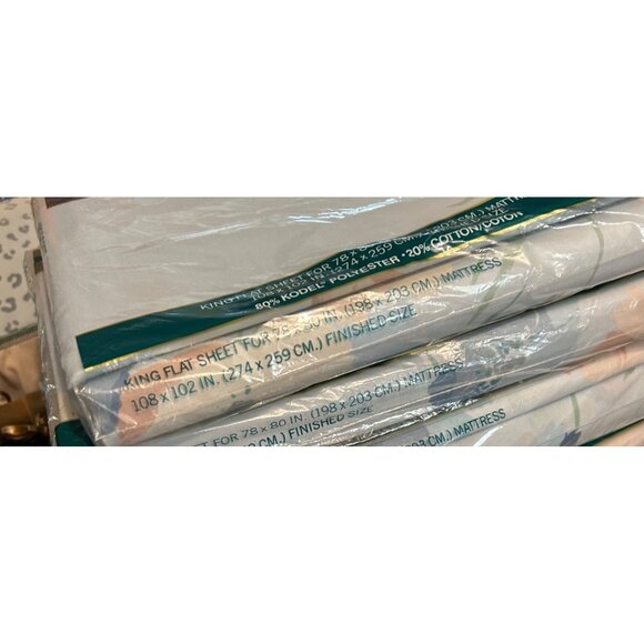 Springmaid No-Iron Tranquility King Flat Sheet 108" x 102" Windflowers Pattern 8 - Picture 5 of 5